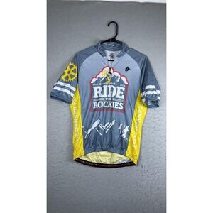 Hincapie Ride The Rockies Cycling Jersey Mens Medium Gray Full Zip Bike Shirt